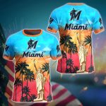 MLB Miami Marlins 3D T-Shirt Tropical Elegance For Fans Sports