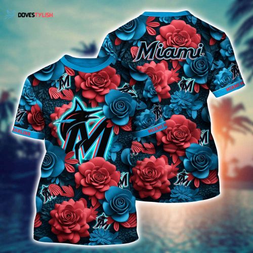MLB Miami Marlins 3D T-Shirt Tropical Tranquility Bloom For Fans Sports