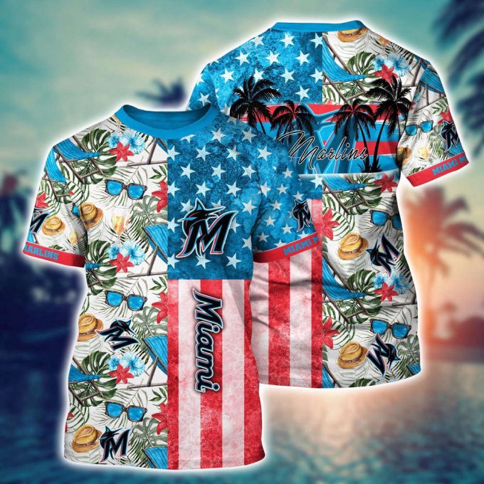 MLB Miami Marlins 3D T-Shirt Tropical Triumph Threads For Fans Sports