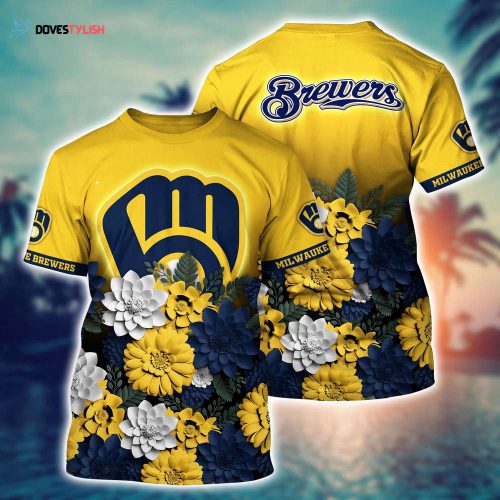 MLB Milwaukee Brewers 3D T-Shirt Sunset Slam Chic For Fans Sports