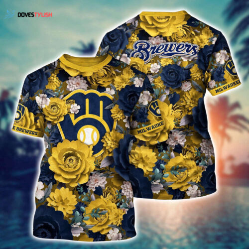 MLB Milwaukee Brewers 3D T-Shirt Tropical Twist For Sports Enthusiasts