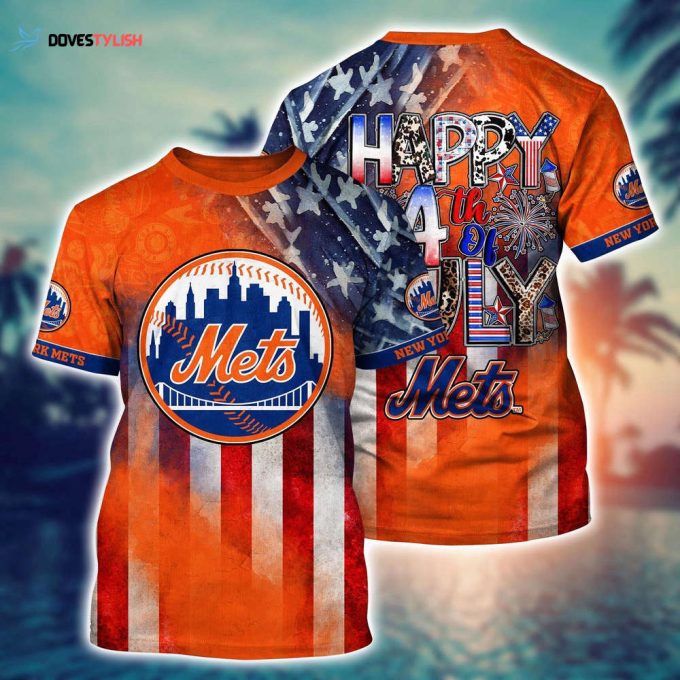 MLB New York Mets 3D T-Shirt Baseball Bloom Burst For Fans Sports