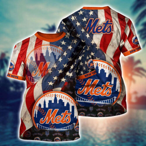 MLB New York Mets 3D T-Shirt Blossom Bliss Fusion For Fans Sports