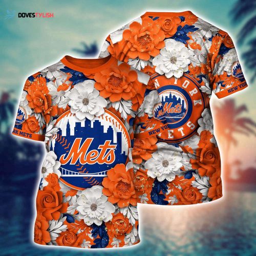 MLB New York Mets 3D T-Shirt Flower Tropical For Sports Enthusiasts