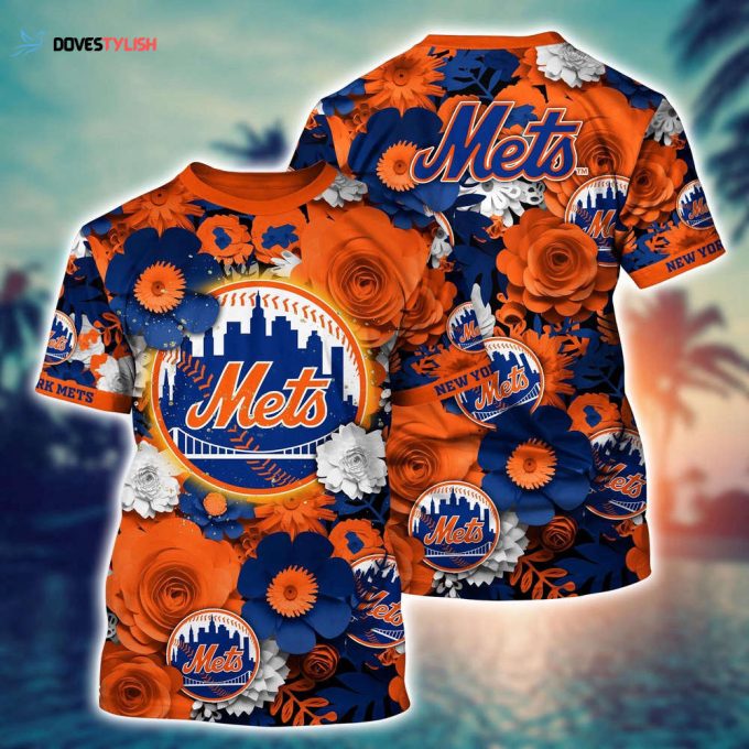 MLB New York Mets 3D T-Shirt Sunset Slam Chic For Fans Sports