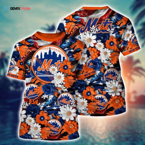 MLB New York Mets 3D T-Shirt Tropical Tranquility Bloom For Fans Sports
