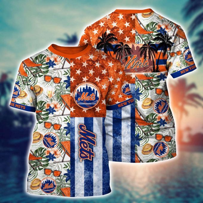 MLB New York Mets 3D T-Shirt Tropical Triumph Threads For Fans Sports