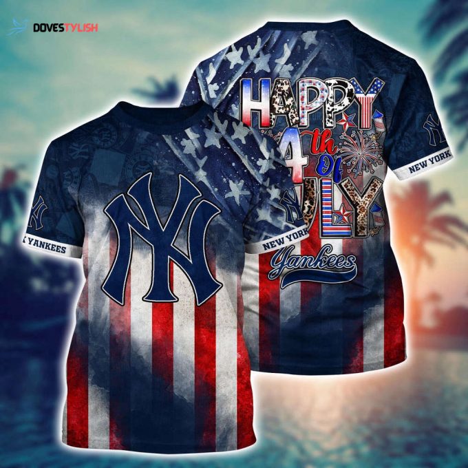 MLB New York Yankees 3D T-Shirt Baseball Bloom Burst For Fans Sports