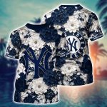MLB New York Yankees 3D T-Shirt Flower Tropical For Sports Enthusiasts