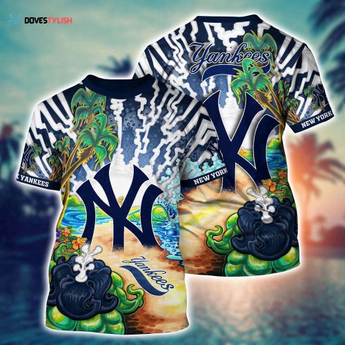 MLB New York Yankees 3D T-Shirt Flower Tropical For Sports Enthusiasts