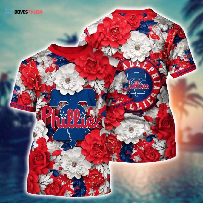 MLB Philadelphia Phillies 3D T-Shirt Flower Tropical For Sports Enthusiasts