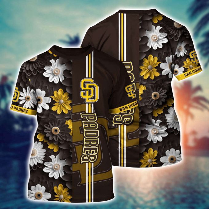 MLB San Diego Padres 3D T-Shirt Blossom Bloom For Sports Enthusiasts