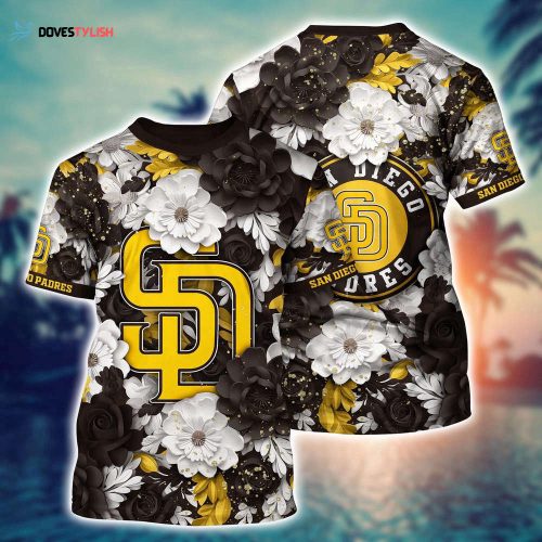 MLB San Diego Padres 3D T-Shirt Flower Tropical For Sports Enthusiasts