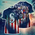 MLB Seattle Mariners 3D T-Shirt Baseball Bloom Burst For Fans Sports