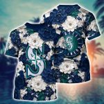 MLB Seattle Mariners 3D T-Shirt Flower Tropical For Sports Enthusiasts