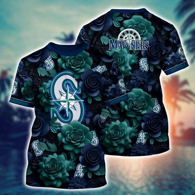 MLB Seattle Mariners 3D T-Shirt Tropical Trends For Fans Sports