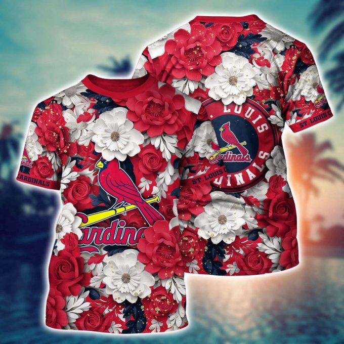 MLB St. Louis Cardinals 3D T-Shirt Flower Tropical For Sports Enthusiasts