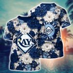MLB Tampa Bay Rays 3D T-Shirt Flower Tropical For Sports Enthusiasts