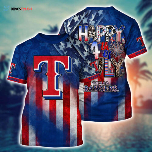 MLB Texas Rangers 3D T-Shirt Baseball Bloom Burst For Fans Sports