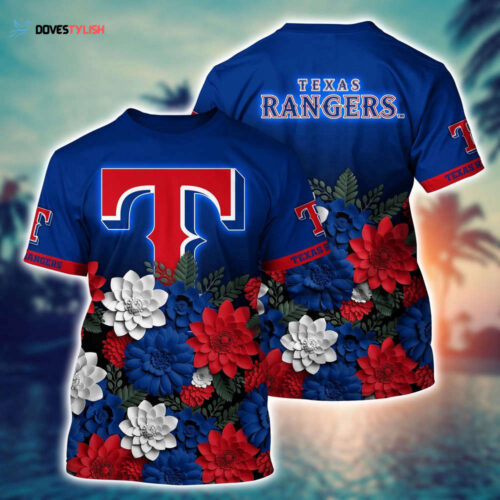 MLB Texas Rangers 3D T-Shirt Floral Vibes For Fans Sports