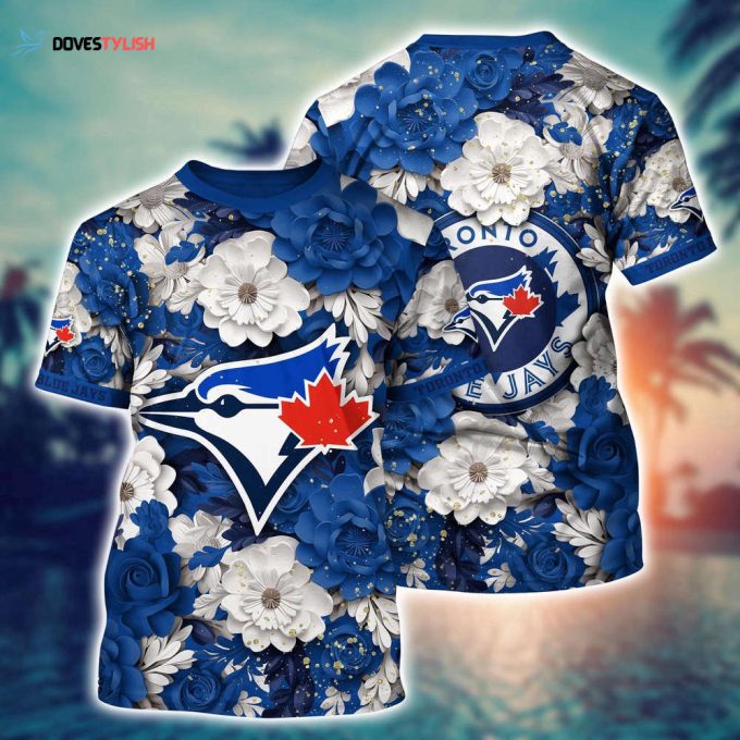 MLB Toronto Blue Jays 3D T-Shirt Flower Tropical For Sports Enthusiasts