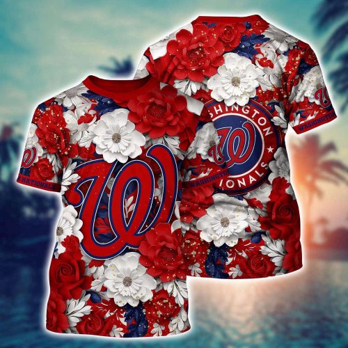 MLB Washington Nationals 3D T-Shirt Flower Tropical For Sports Enthusiasts