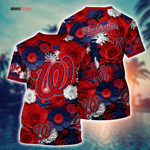 MLB Washington Nationals 3D T-Shirt Floral Vibes For Fans Sports