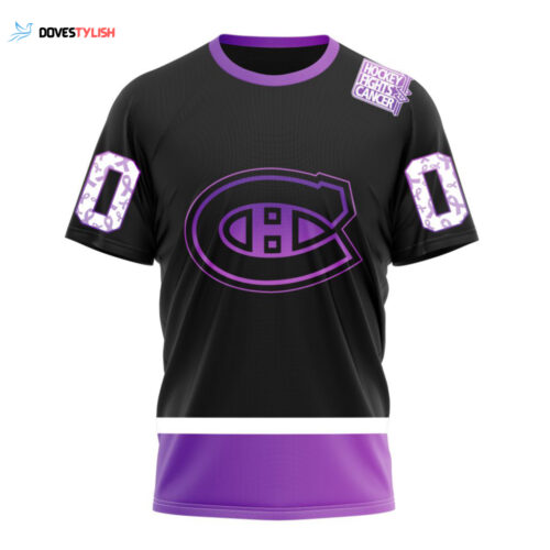 Montreal Canadiens Special Black Hockey Fights Cancer Unisex T-Shirt For Fans Gifts 2024