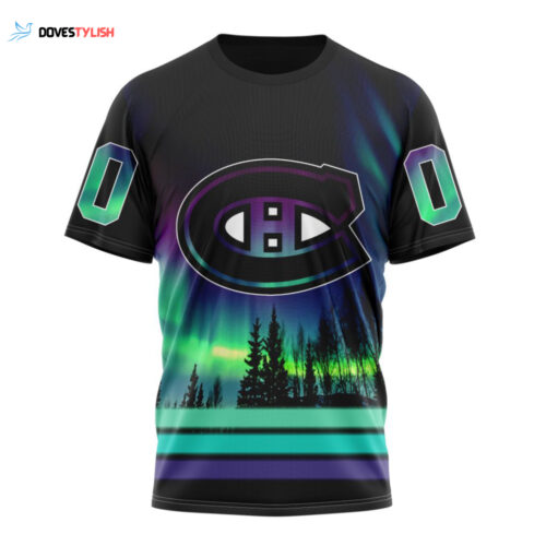 Montreal Canadiens Special Design With Northern Lights Unisex T-Shirt For Fans Gifts 2024