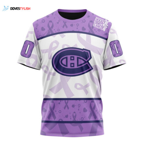 Montreal Canadiens Special Lavender Hockey Fights Cancer Unisex T-Shirt For Fans Gifts 2024