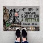 My Time In Uniform Is Over But Being A Veteran Never Ends Personalized Doormat Welcome Mat, Best Gift For Home Decoration