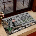 My Time In Uniform Is Over But Being A Veteran Never Ends Personalized Doormat Welcome Mat, Best Gift For Home Decoration