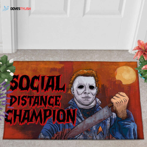 Myers Social Distance Champion Serial Killer Halloween Doormat