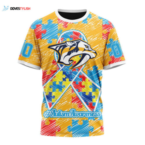 Nashville Predators Special Autism Awareness Month Unisex T-Shirt For Fans Gifts 2024