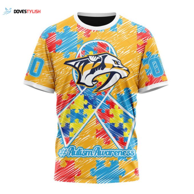 Nashville Predators Special Autism Awareness Month Unisex T-Shirt For Fans Gifts 2024