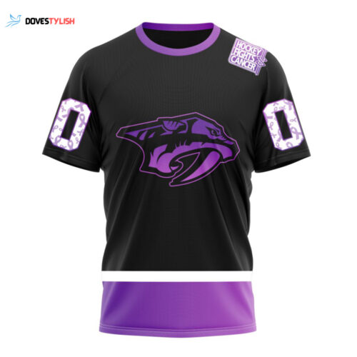 Nashville Predators Special Black Hockey Fights Cancer Unisex T-Shirt For Fans Gifts 2024
