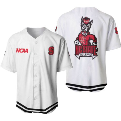 Nc State Wolfpack Classic White With Mascot Gift For Nc State Wolfpack Fans Baseball Jersey