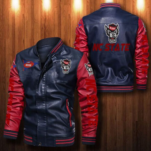 Nc State Wolfpack Leather Bomber Jacket