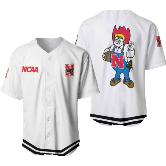 Nebraska Huskers Classic White With Mascot Gift For Nebraska Huskers Fans Baseball Jersey