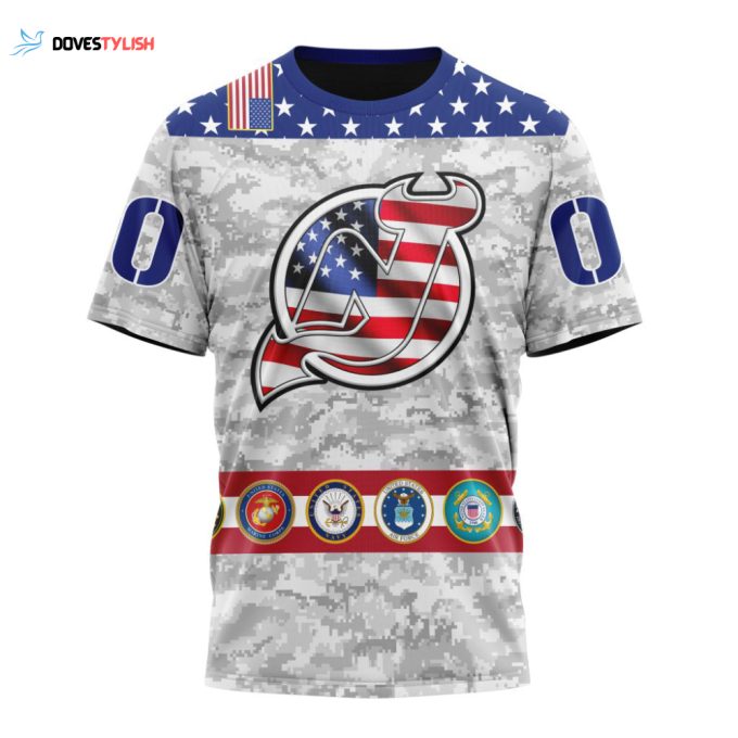 New Jersey Devils Armed Forces Appreciation Unisex T-Shirt For Fans Gifts 2024