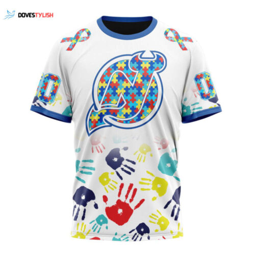 New Jersey Devils Autism Awareness Hands Design Unisex T-Shirt For Fans Gifts 2024