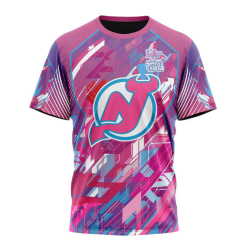 New Jersey Devils I Pink I Can! Fearless Again Breast Cancer Unisex T-Shirt For Fans Gifts 2024