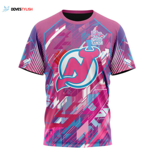 New Jersey Devils I Pink I Can! Fearless Again Breast Cancer Unisex T-Shirt For Fans Gifts 2024