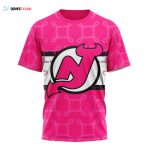 New Jersey Devils I Pink I Can! In October We Wear Pink Breast Cancer Unisex T-Shirt For Fans Gifts 2024