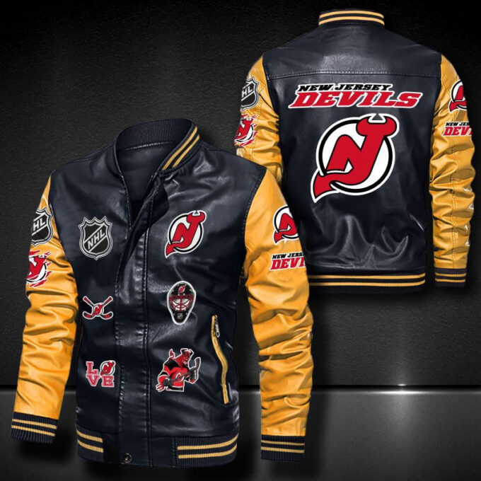 New Jersey Devils Leather Bomber Jacket