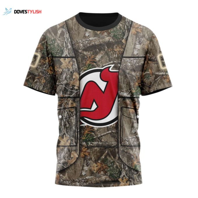 New Jersey Devils Vest Kits With Realtree Camo Unisex T-Shirt For Fans Gifts 2024