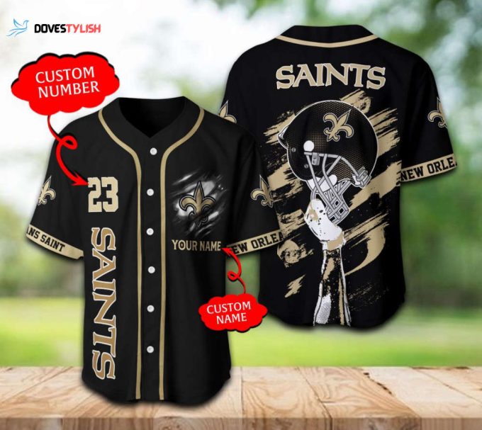 New Orleans Saints Baseball Jersey Personalized Gift for Men Dad