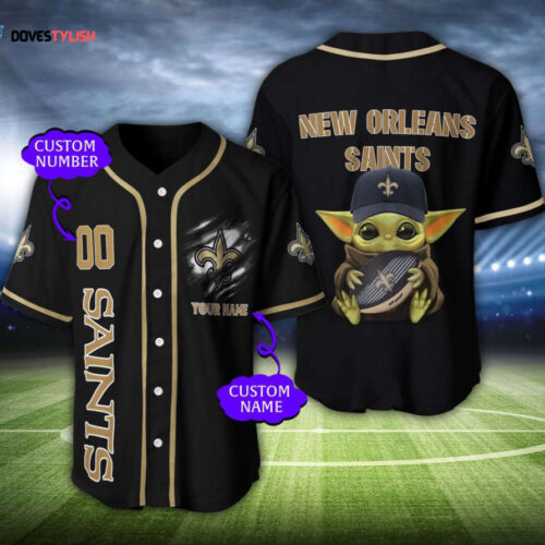 New Orleans Saints Personalized Baseball Jersey Gift for Men Dad