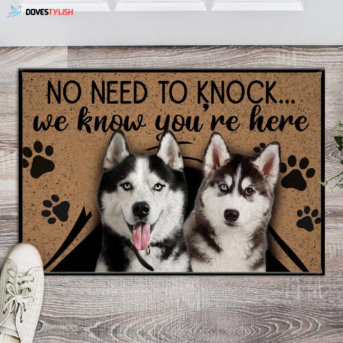 No Need to Knock – The Husky – Dog Doormat | Welcome Mat | House Warming Gift