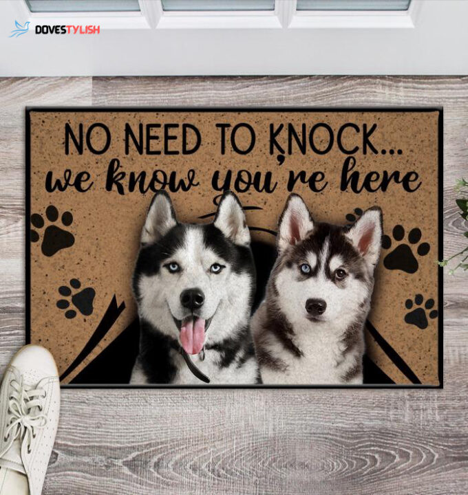 No Need to Knock – The Husky – Dog Doormat | Welcome Mat | House Warming Gift